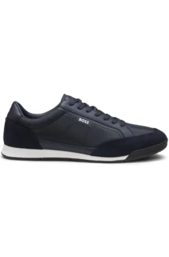 Suede-trim trainers with ribbed sole