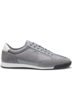 Suede-trim trainers with ribbed sole