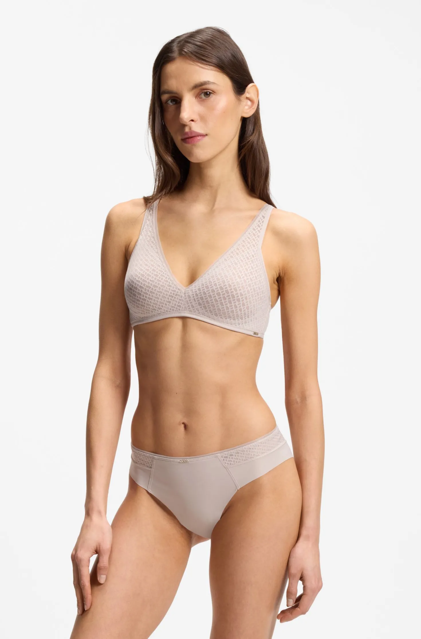 Super-soft lace bralette with gold plaque