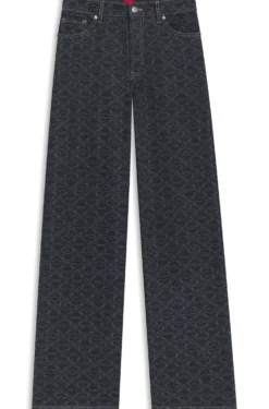 Super-wide-leg jeans in monogram laser-print denim