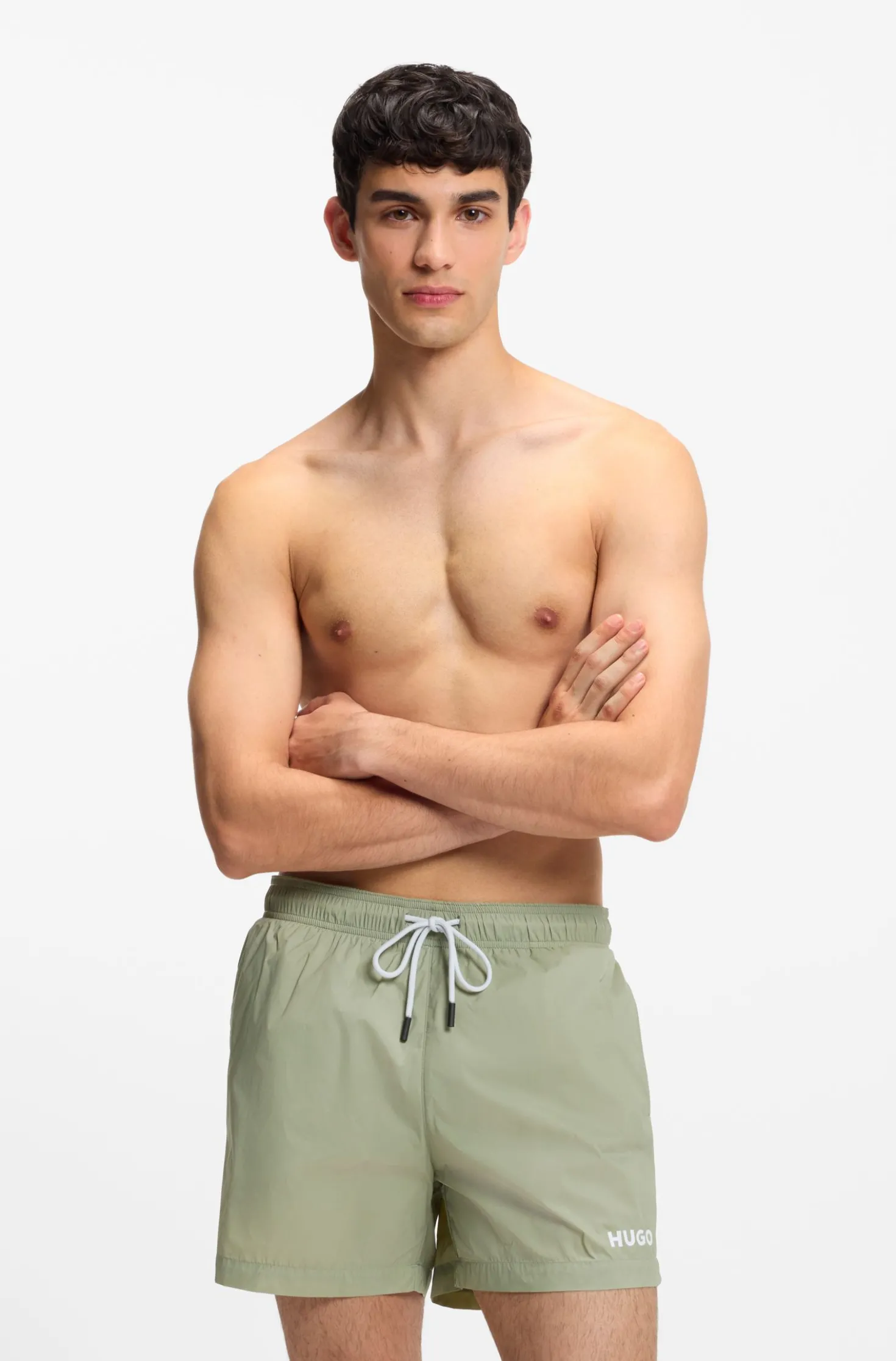 Swim shorts with contrast logo print