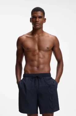 Swim shorts with 3D logo embroidery