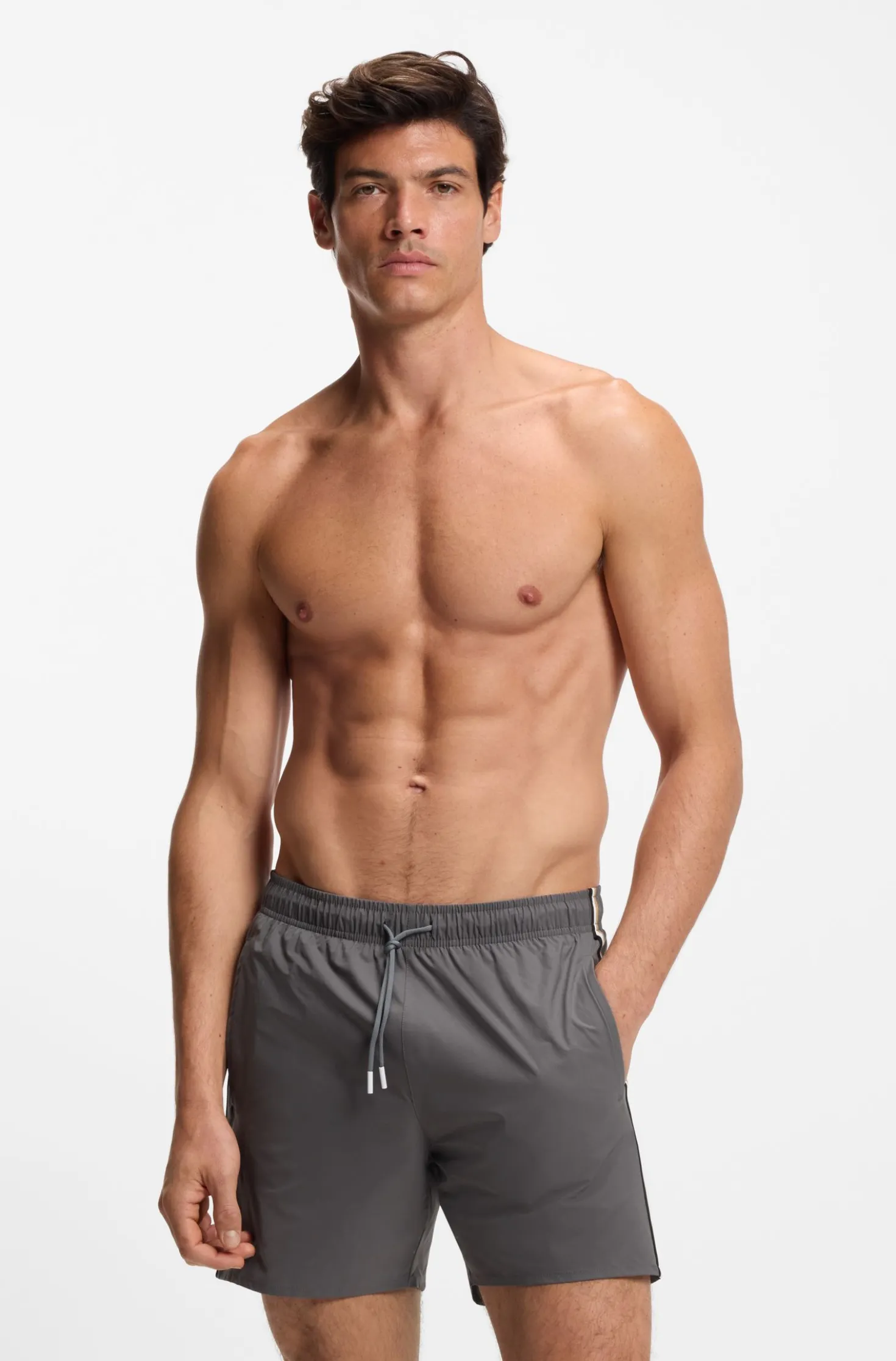 Swim shorts with signature stripe and logo
