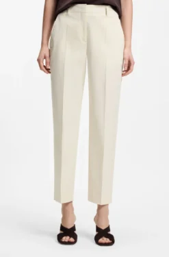 Tapered-fit cropped trousers in stretch cotton