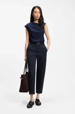 Tapered-fit cropped trousers in stretch cotton