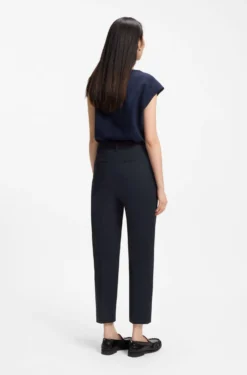 Tapered-fit cropped trousers in stretch cotton