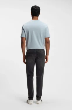 Tapered-fit jeans in black comfort-stretch denim