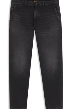 Tapered-fit jeans in black comfort-stretch denim