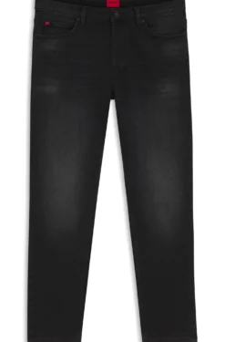 Tapered-fit jeans in black stretch denim