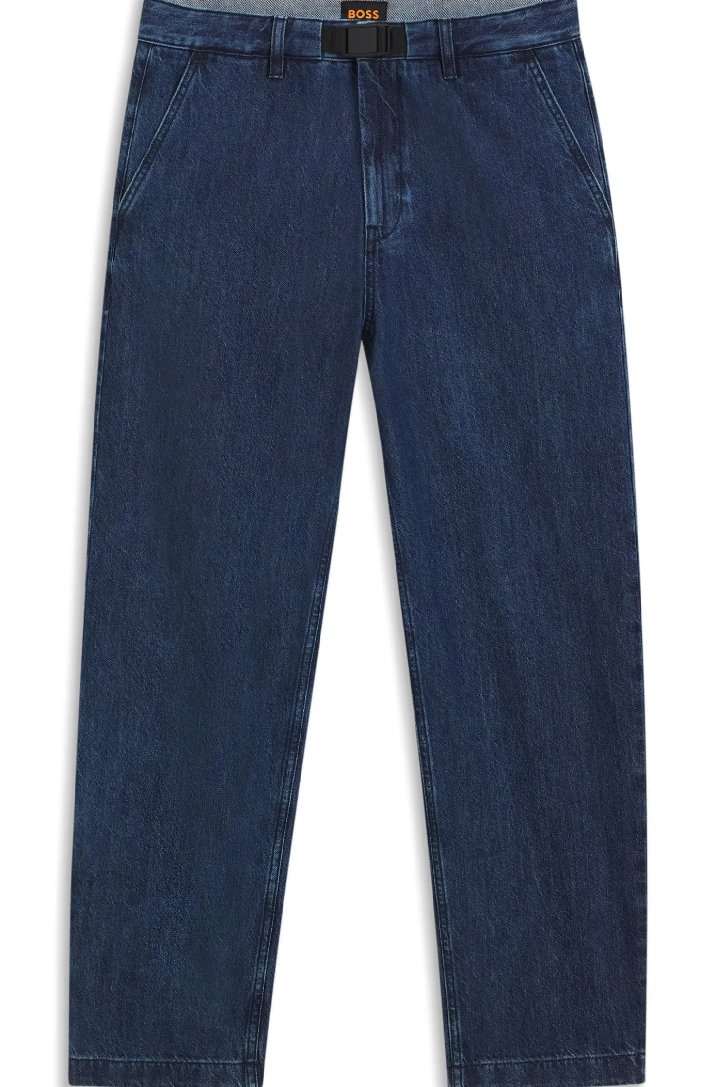 Tapered-fit jeans in blue rigid denim