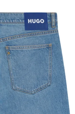 Tapered-fit jeans in bright-blue stretch denim