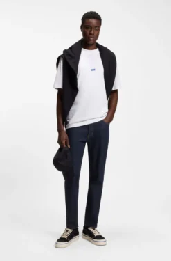Tapered-fit jeans in dark-blue stretch denim