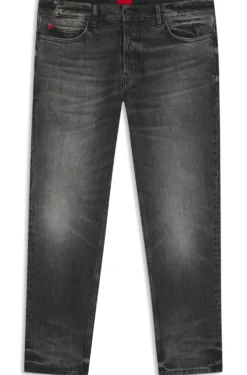 Tapered-fit jeans in dark-grey stretch denim