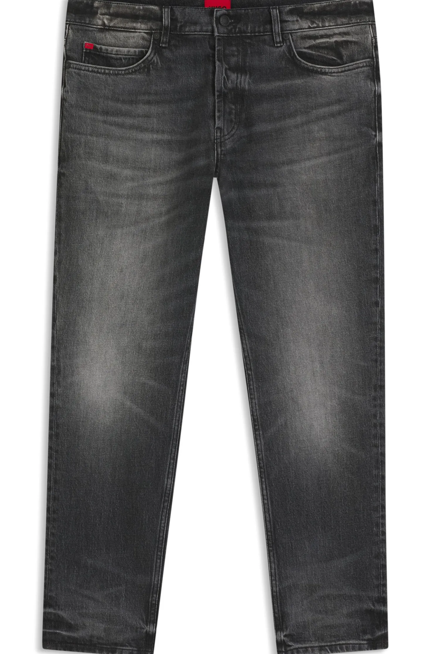 Tapered-fit jeans in dark-grey stretch denim