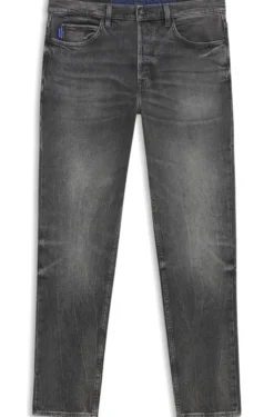 Tapered-fit jeans in dark-grey stretch denim