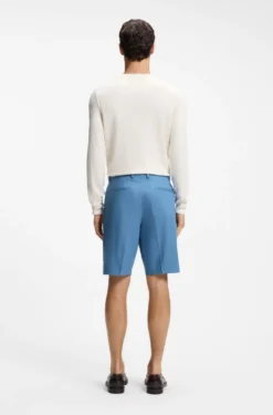 Tapered-fit shorts in cotton, silk and stretch