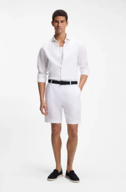Tapered-fit shorts in linen
