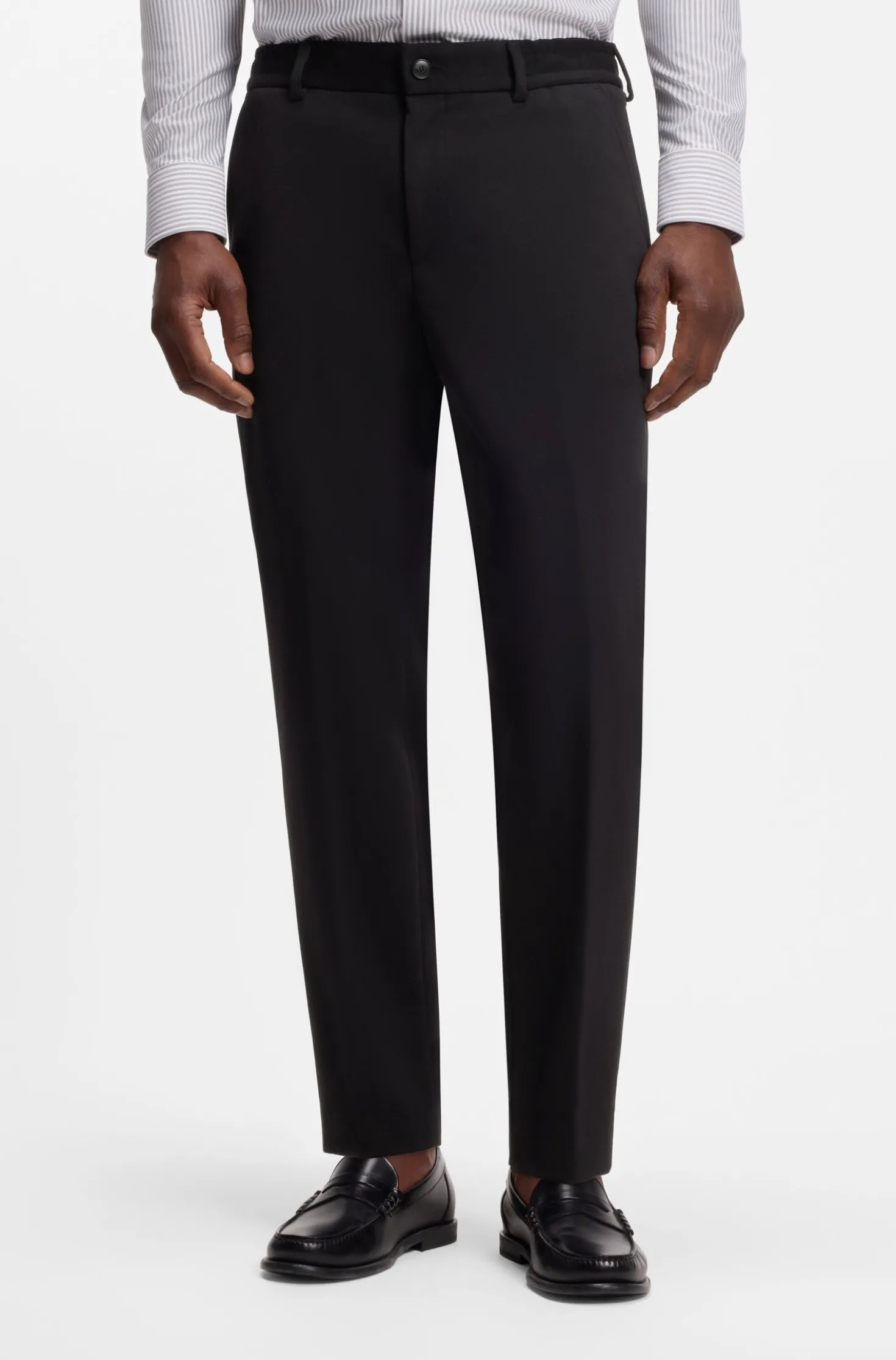 Tapered-fit trousers in cotton-blend jersey