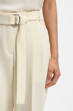 Tapered-fit trousers in Japanese crepe with belt