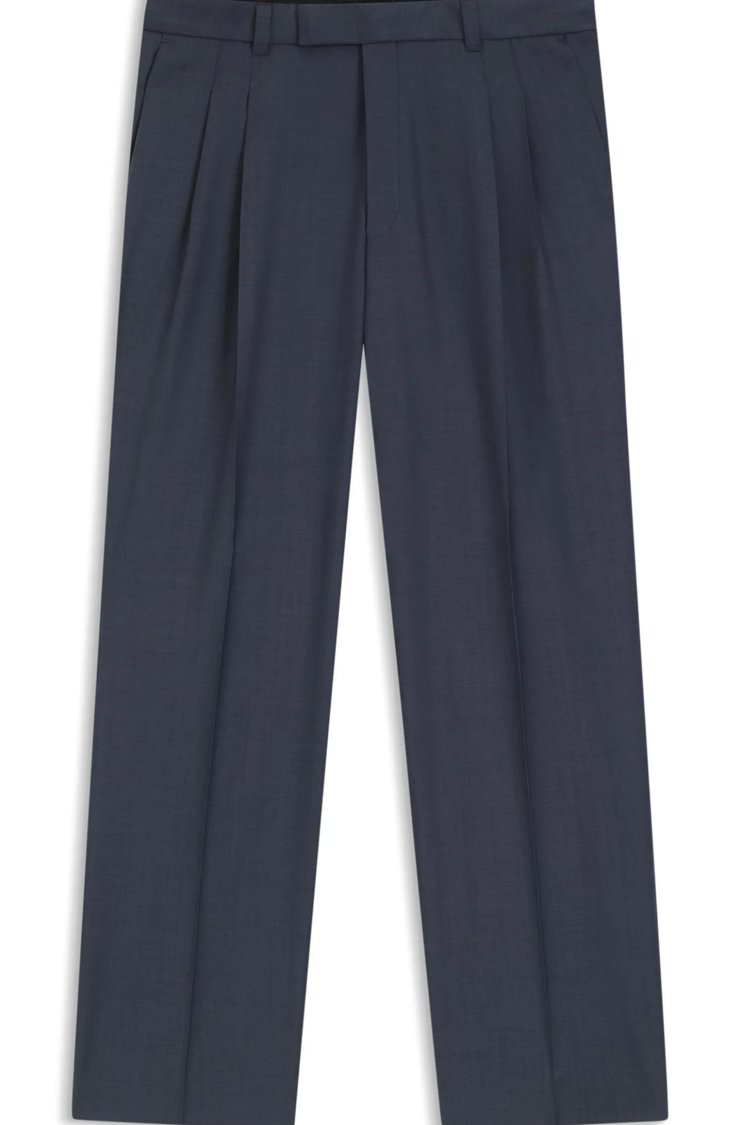 Tapered-fit trousers in micro-patterned virgin wool