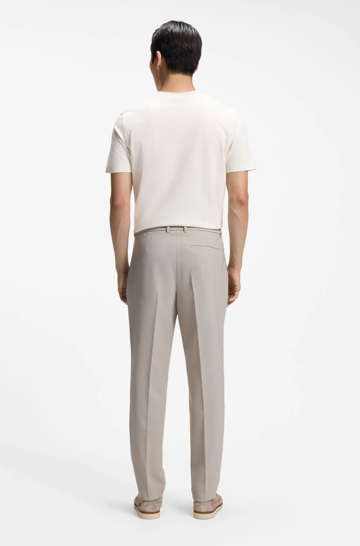 Tapered-fit trousers in micro-patterned virgin wool