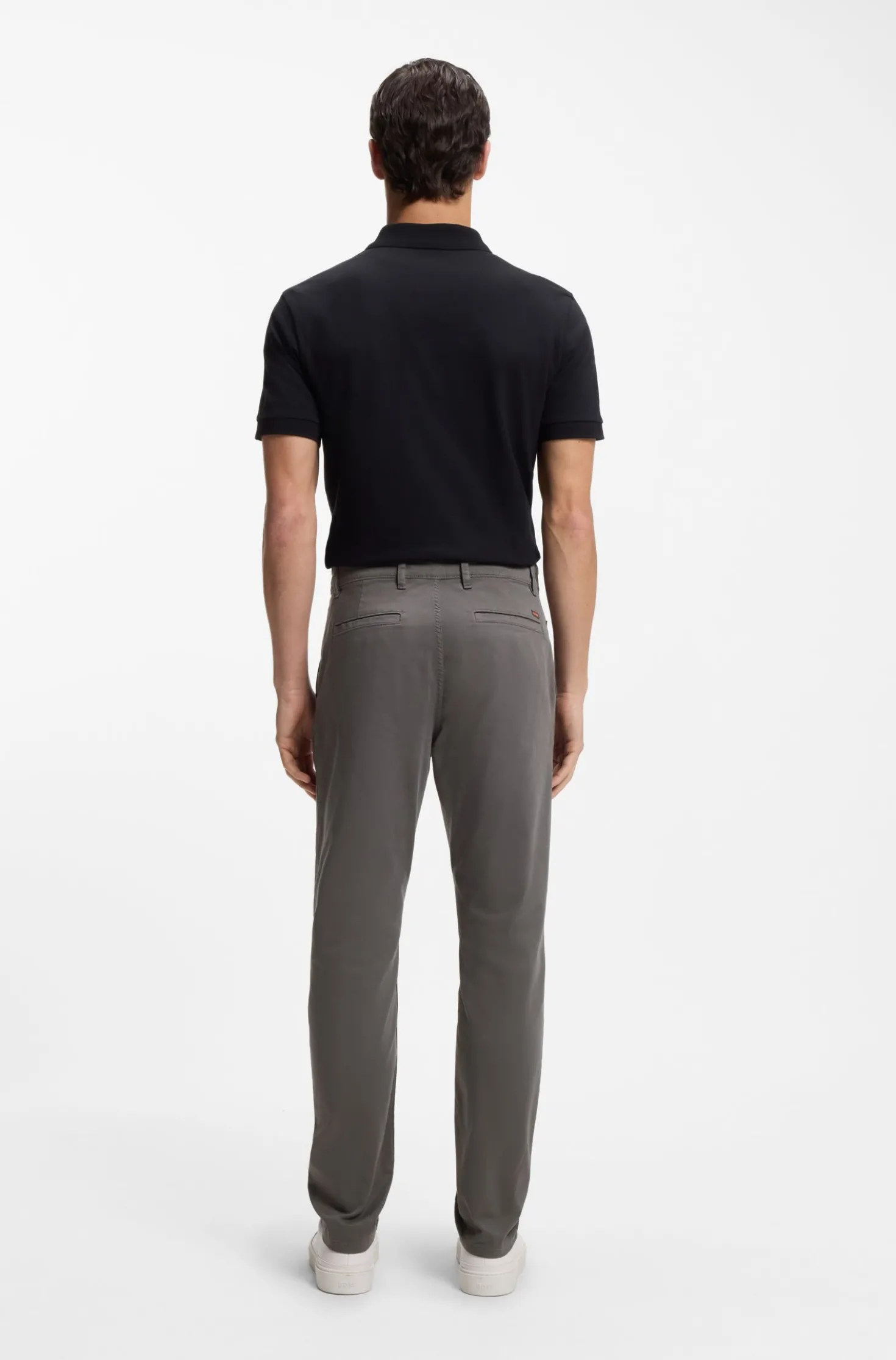 Tapered-fit trousers in stretch-cotton satin