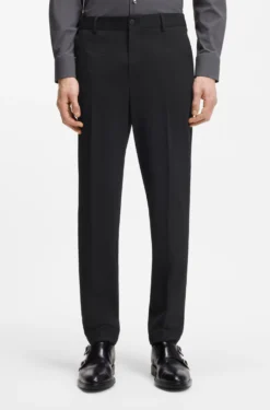 Tapered-fit trousers in stretch seersucker