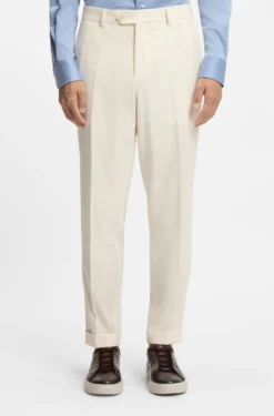 Tapered-fit trousers in virgin wool and cotton