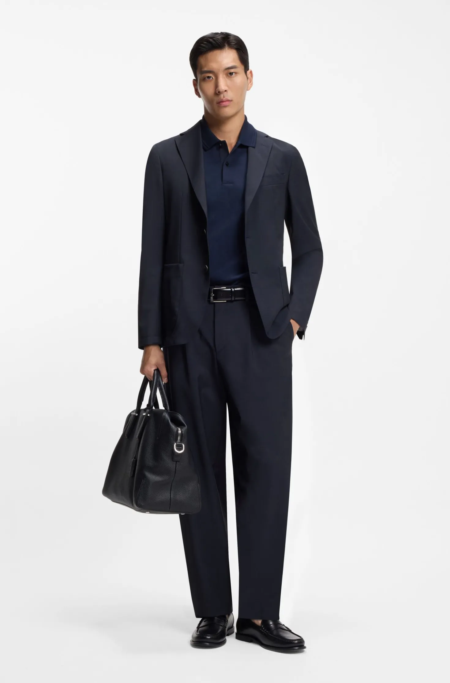Tapered-fit trousers in washable performance-stretch fabric