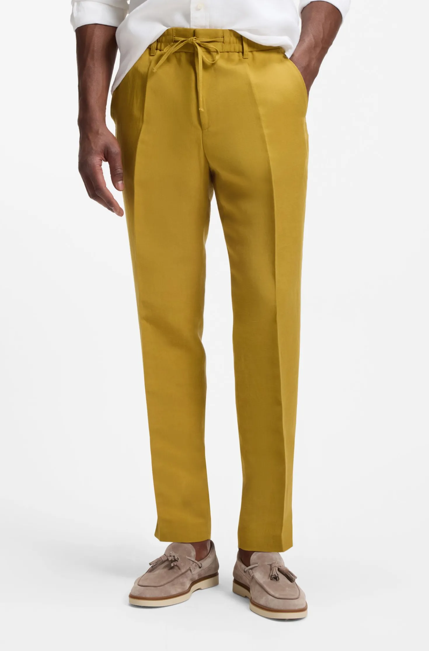 Tapered-fit trousers with drawcord waist