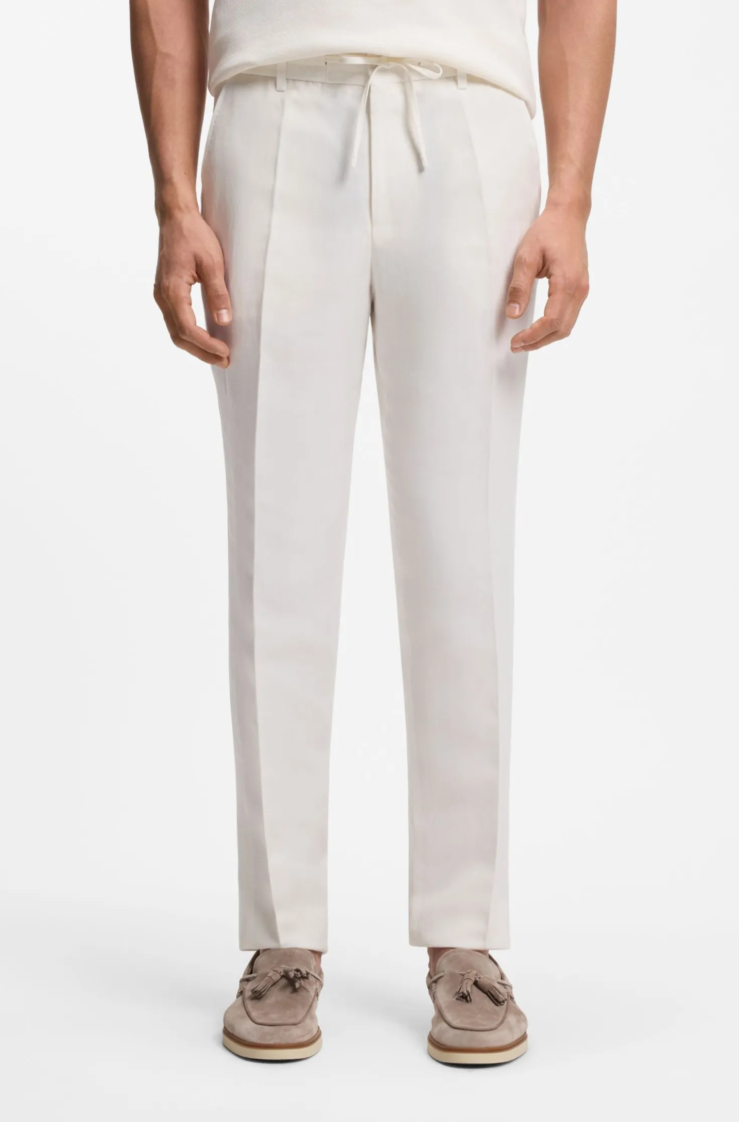 Tapered-fit trousers with drawcord waist