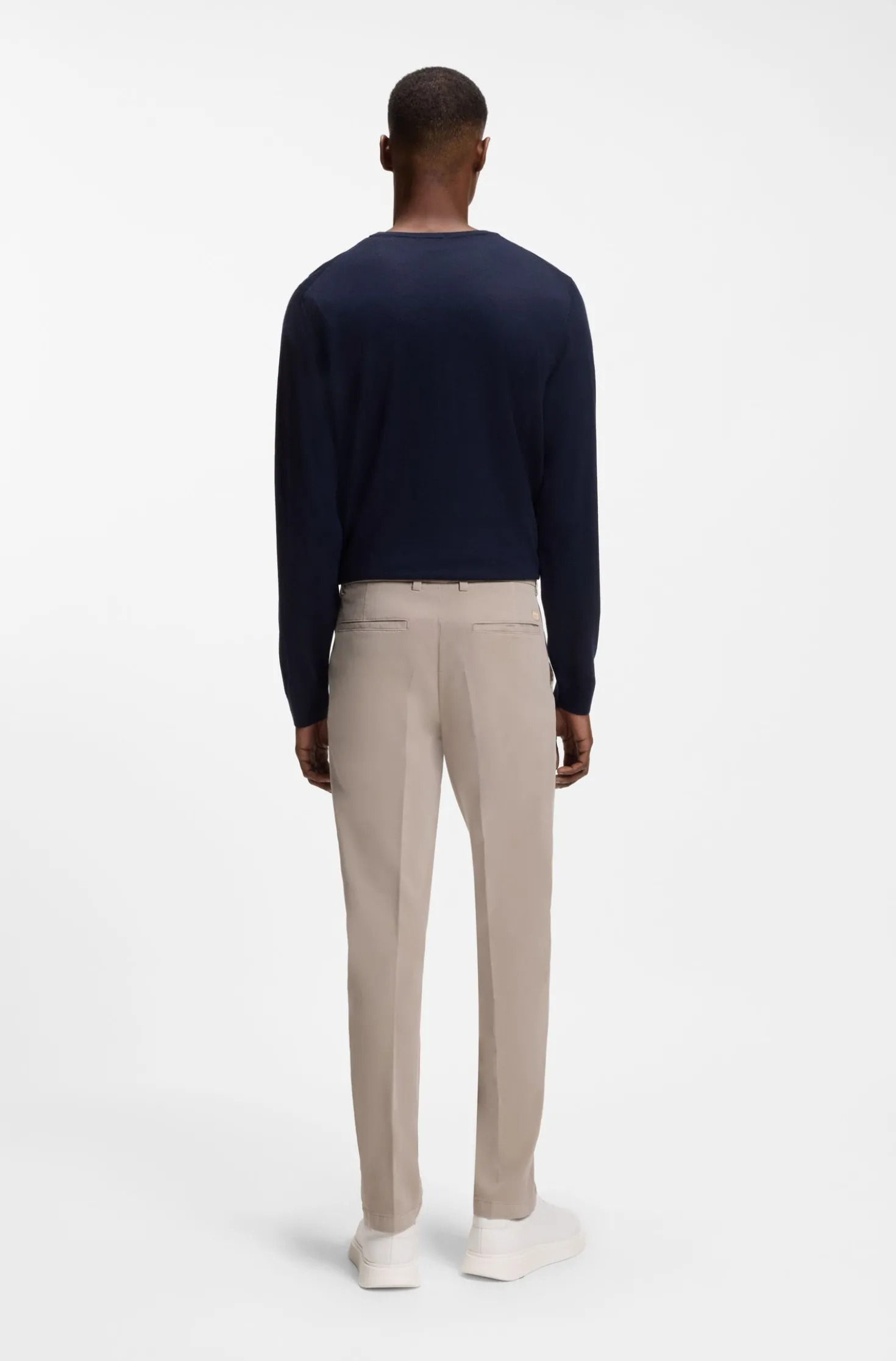 Tapered modern-fit trousers in stretch cotton