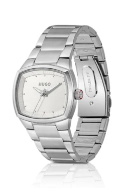 Telly stainless-steel watch with retro-inspired case
