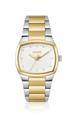 Telly two-tone watch with retro-inspired case