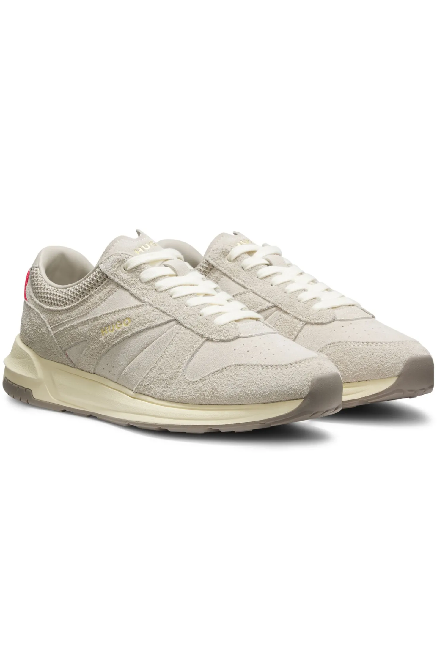 Textured-suede trainers with logo details