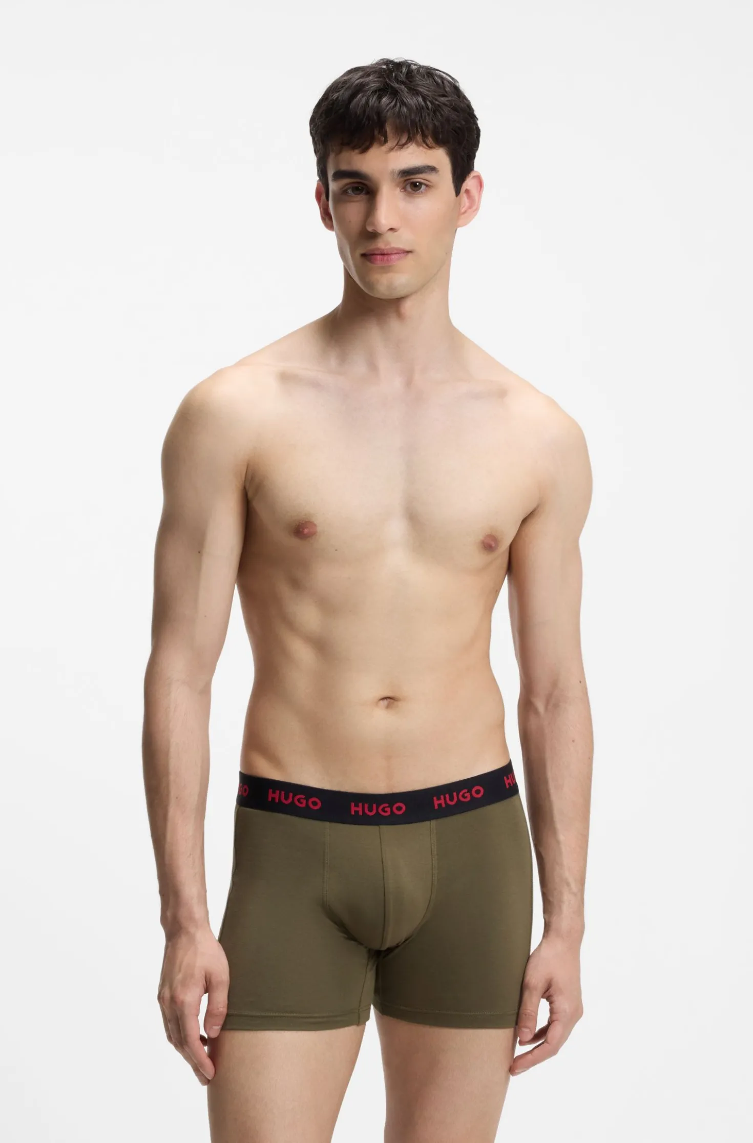Three-pack boxer briefs in stretch cotton