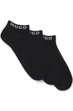 Three-pack of ankle socks with logo cuffs