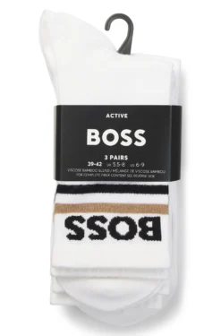 Three-pack of bamboo-blend short socks with logos