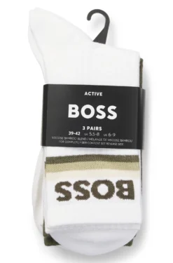 Three-pack of bamboo-blend short socks with logos