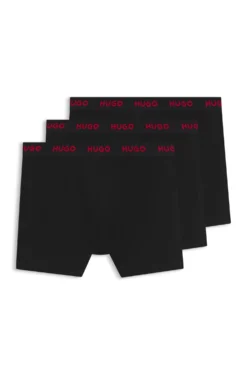 Three-pack of branded boxer briefs in stretch cotton