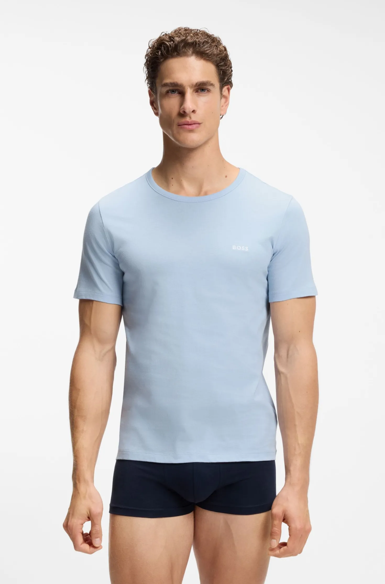 Three-pack of cotton underwear T-shirts with embroidered logo