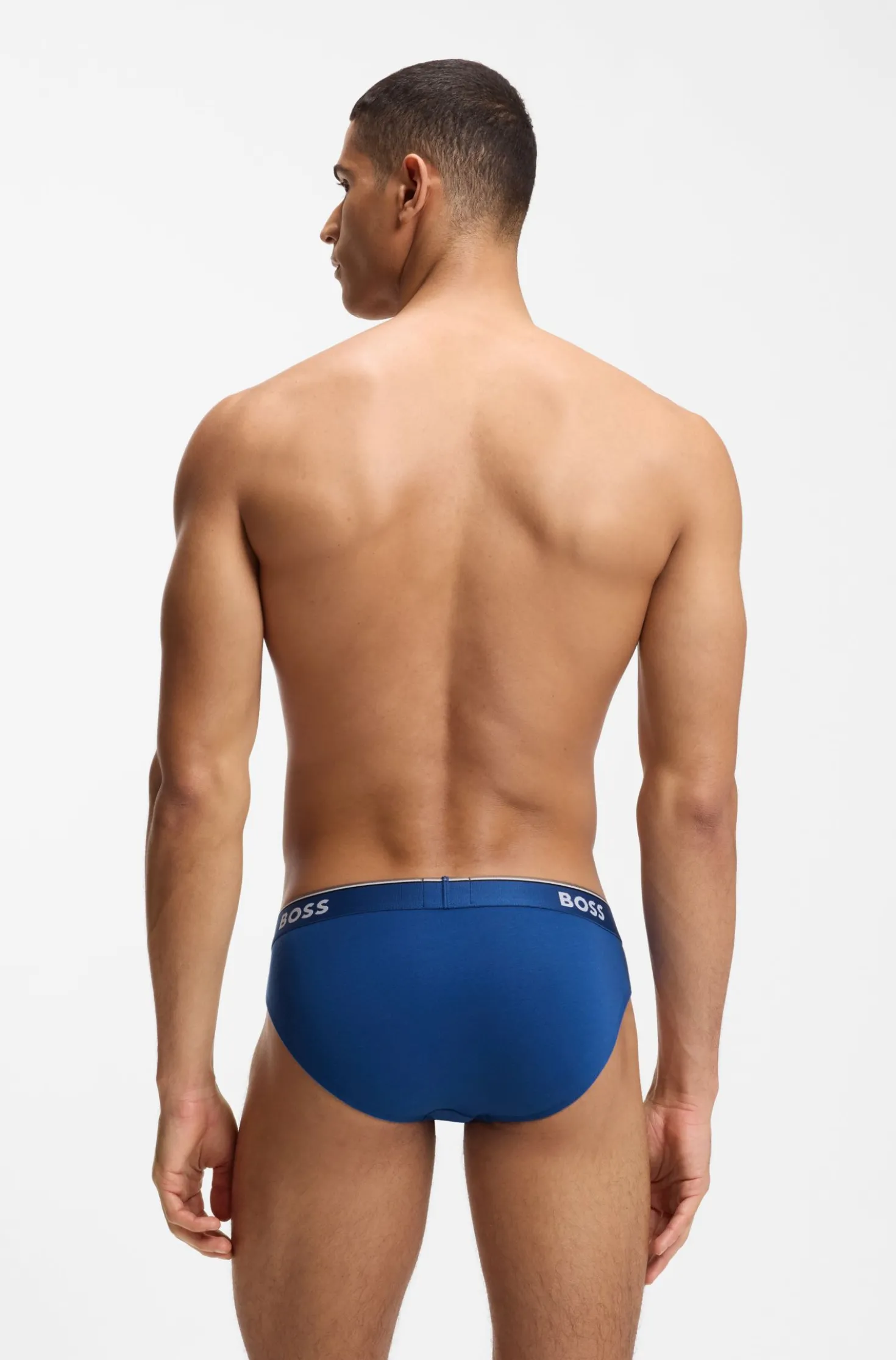 Three-pack of logo-waistband briefs in stretch cotton