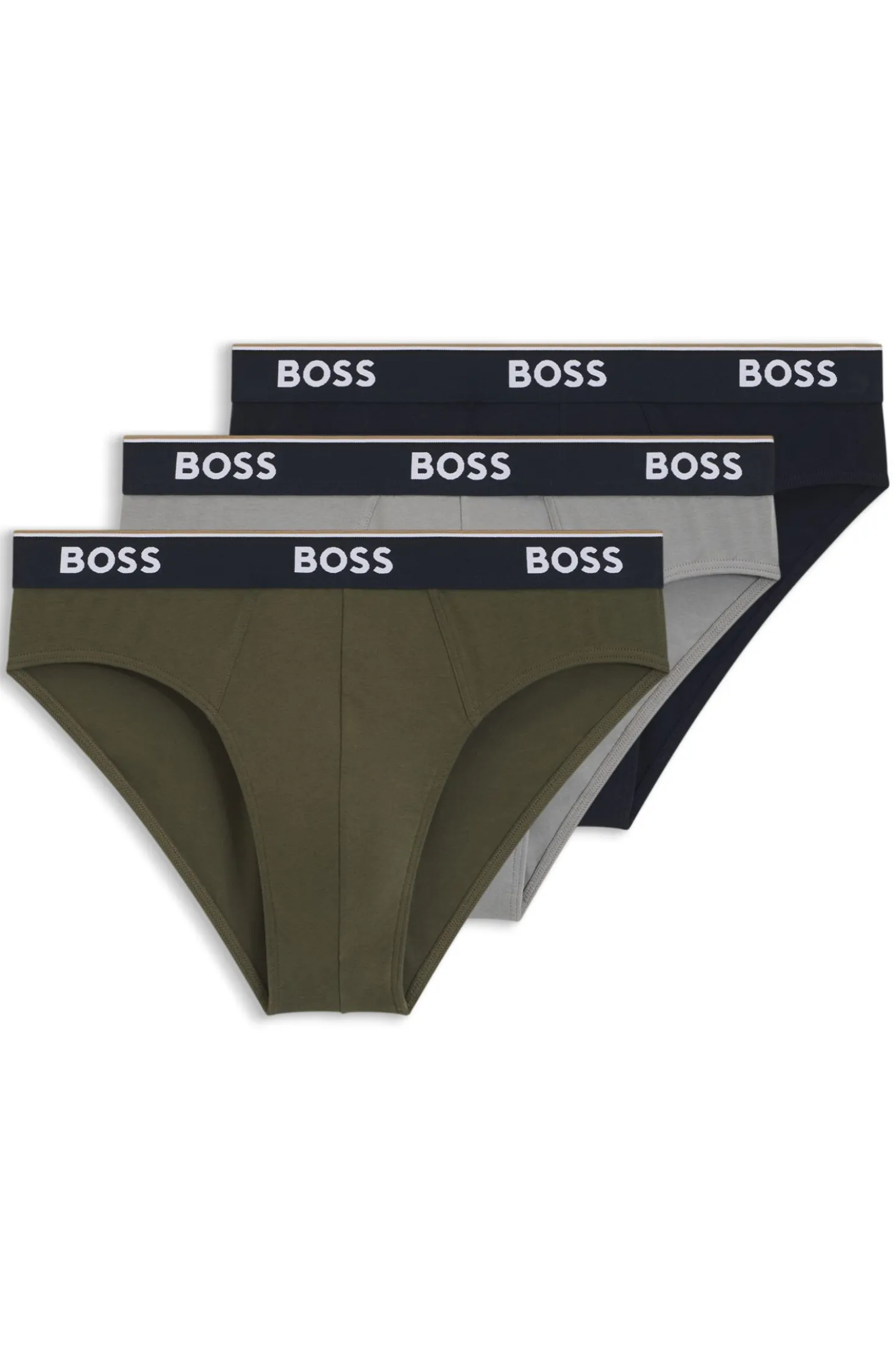 Three-pack of logo-waistband briefs in stretch cotton