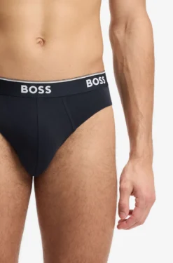 Three-pack of logo-waistband briefs in stretch cotton