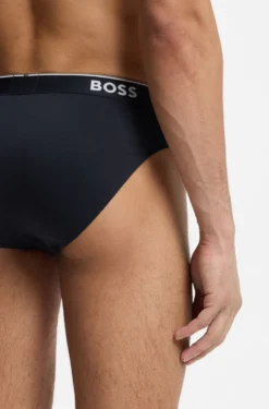 Three-pack of logo-waistband briefs in stretch cotton