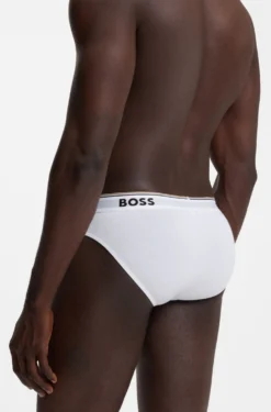 Three-pack of logo-waistband briefs in stretch cotton