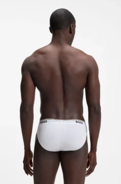 Three-pack of logo-waistband briefs in stretch cotton