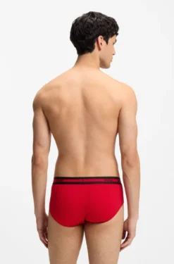 Three-pack of logo-waistband briefs in stretch cotton