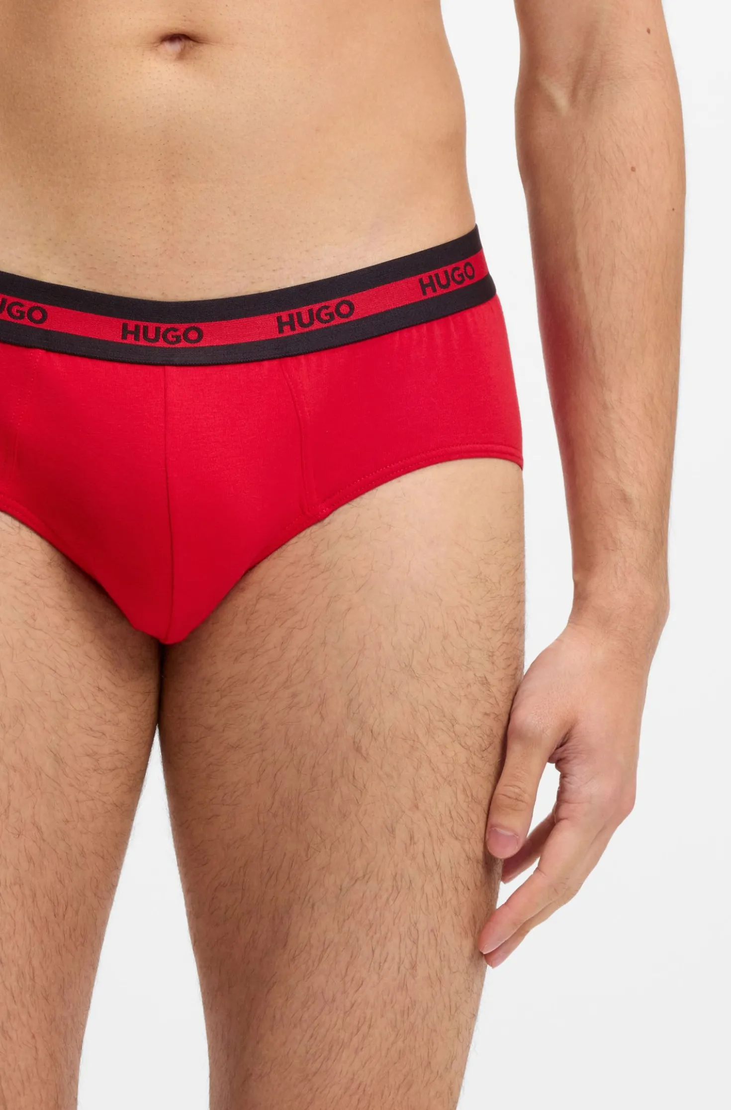 Three-pack of logo-waistband briefs in stretch cotton