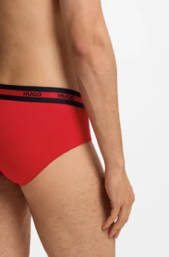 Three-pack of logo-waistband briefs in stretch cotton